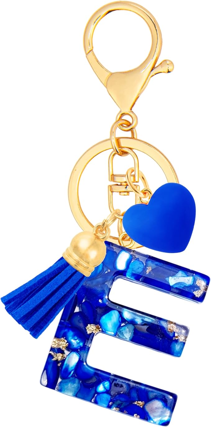 Initial Keychains for Women with Cute Heart Resin - Alphabet Letter Keychain for Bag, Backpacks, Purse or Car key