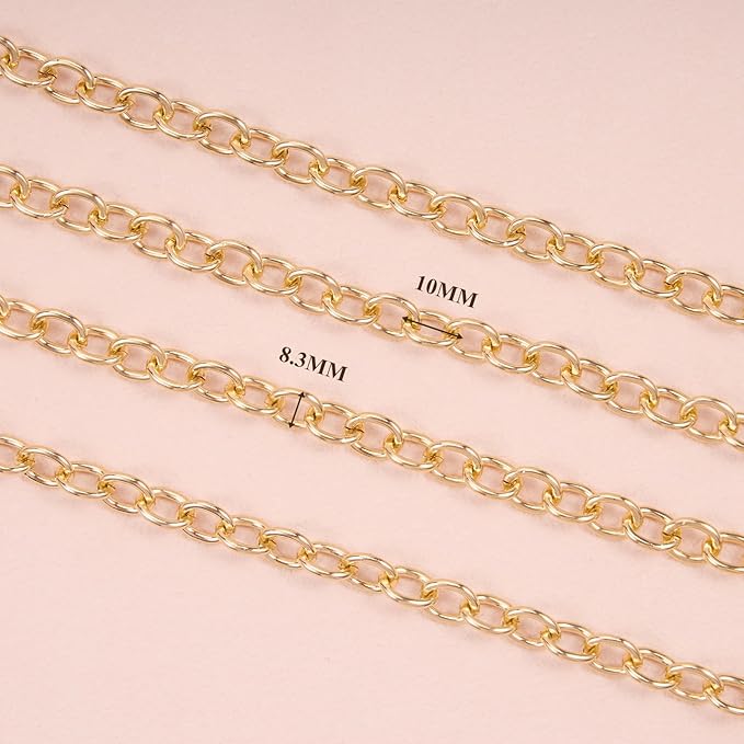 BORUINIE 33 Feet Gold Rolo Chains Aluminum Oval Link Chain Roll Bulk for DIY Jewelry Making