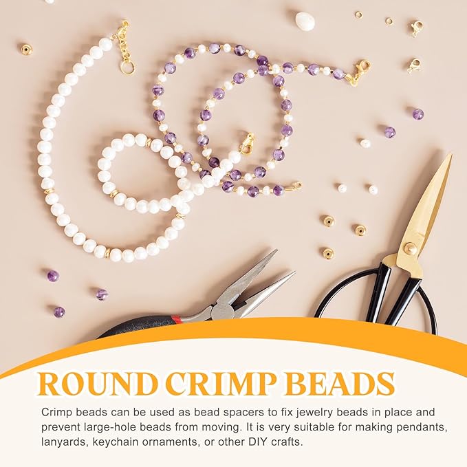 uxcell 100 Pcs Crimp Bead Covers, 3mm/0.12" Half Round Open Crimp Beads Knot Cover, Small Loose Beads End Tip Caps for Bracelet Jewelry Making Craft DIY, Gold