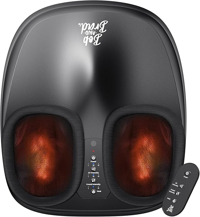 BOB AND BRAD Foot Massager with Heat and Remote,FSA Eligible HSA Eligible, Shiatsu Deep Kneading Electric Feet Massager Machine for Plantar Fasciitis, Men Size 12