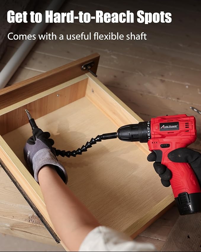 AVID POWER Brushless Power Drill Set, 2-Speed Control, 3/8-Inch Keyless Chuck & 25+1 Position, 12V Electric Drill Cordless Driver Kit with 2000mAh Battery, Charger and 22pcs Accessories