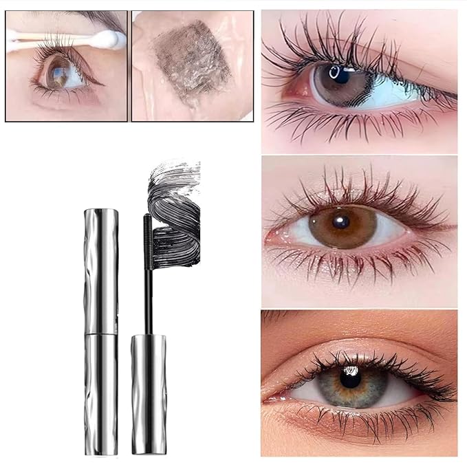 Zkyo Steel Tube Eyelash Primer, Eyelash Primer,Small Steel Tube Mascara,Waterproof Long-Lasting 3D Curling Eyelash With No Flaking, Sweat-Proof, Lengthening, Quick-Drying And Reuse (Black 2PC)