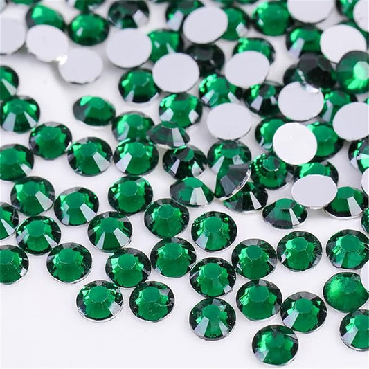 3000 Pieces SS12 3mm Flatback Rhinestones Clear Glass Round Gems Crystals for Nail Art DIY Crafts Clothes Shoes Bags （Dark Green）