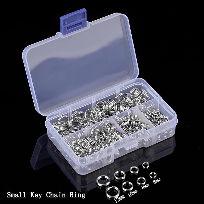 400 Pieces Premium 304 Stainless Steel Split Ring Double Jump Ring Small Key Chain Ring for Ornament Crafts, 4 Sizes(6mm 8mm 10mm 12mm Diameter)