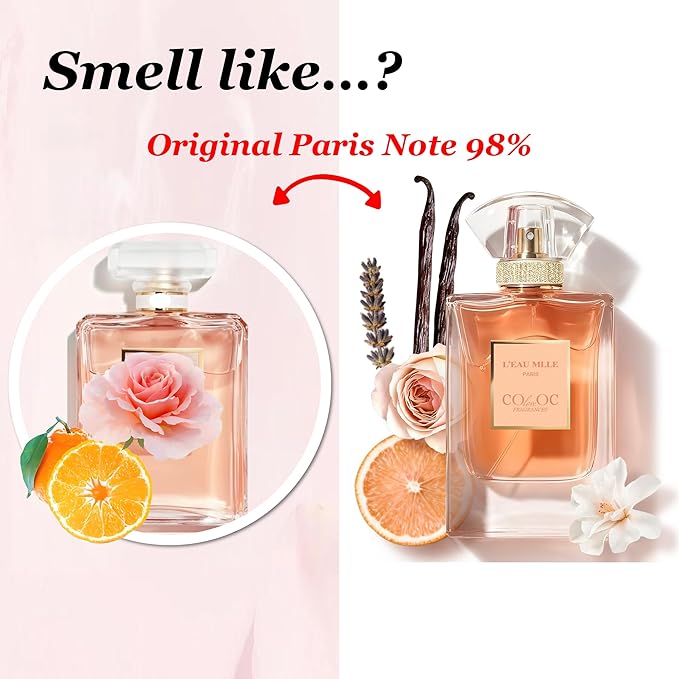 L'EAU MLLE Paris Eau de Parfum - Inspired by C. Coco Mademoiselle, Fresh & Floral Oriental Notes Of Citrusy, Rose Essence, Warm Vanilla & Earthy Patchouli, Long Lasting Women‘s Perfume,Precious Gift