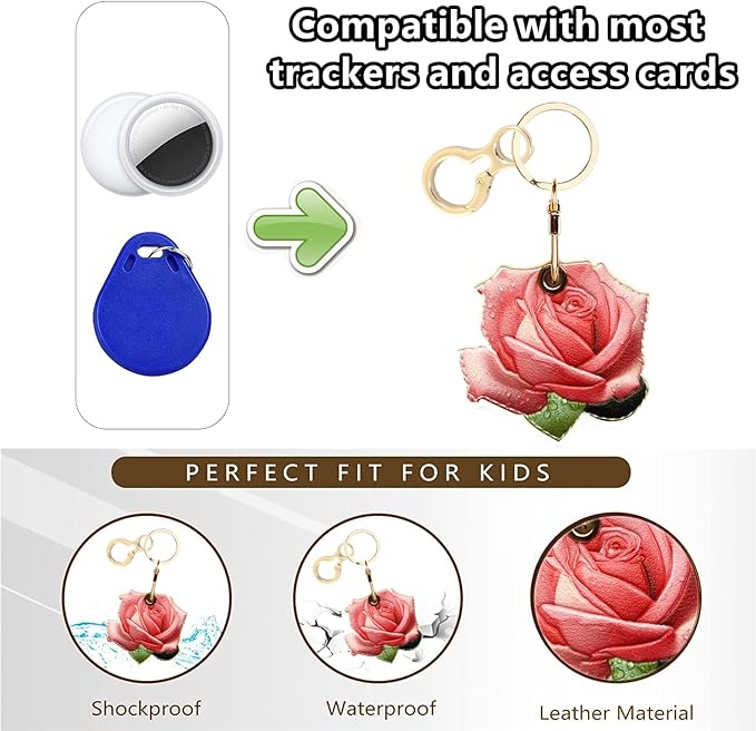 Leather Keychain Holder Case Compatible with AirTag,Cute Protective Apple Air Tag Cover with Keychain Ring,Anti-Scratch Finder GPS Tracker Case for Wallet Keys,Bag,Pets(Figure 6)
