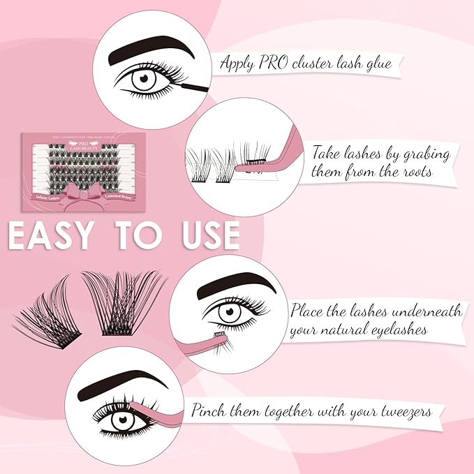 Lash Clusters, 96 Pcs 14-16-18-20mm Cluster Lashes C Curl Lash Clusters DIY Lash Extension Eyelash Clusters Volume Wispy Lashes Super Thin Band Reusable Soft & Comfortable(Volume-C-14-20 mix)