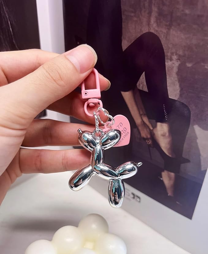 LAEKOU Jelly Balloon Dog Design Keychain for Women, Cute Girls Key Chain, Bag Charms Accessories for Car Purse Backpack