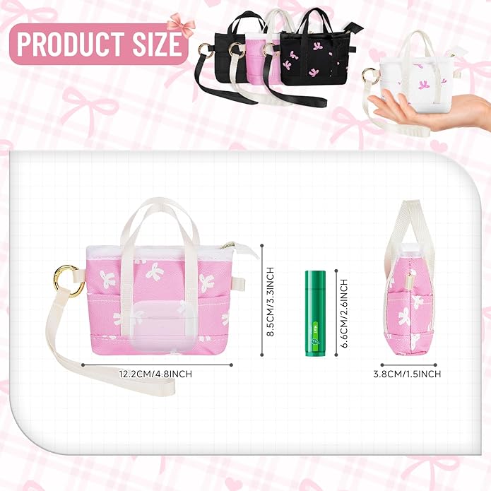 2 Pack Coin Purse Keychain, Mini Tote Bag Keychain with Wristlet, Cute Makeup Pouch Bag Wallets Accessories