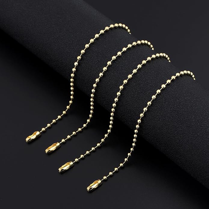 Forise 100Pcs Ball Beads Chain Bulk, Keychain Rings Metal Chain,4.72 Inch Dog Tag Metal Small Chain with Connectors for Hanging Decoration
