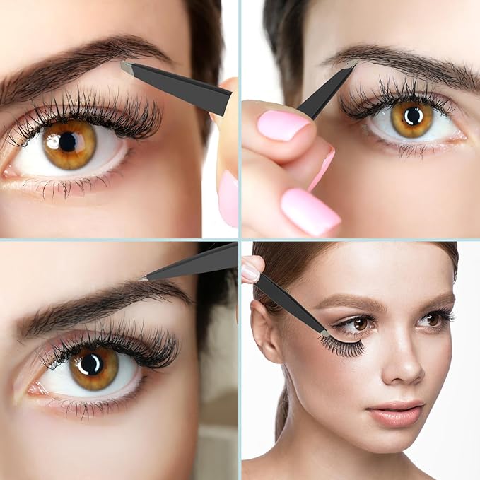 SWEET VIEW 7pcs Eyebrow Tweezers Kit for Women Precision Plucker with Brow Scissors & Razor & Spoolie for Facial, Chin, Brow, Splinter and Ingrown Hair