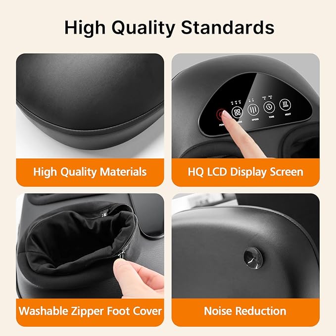 Emicool Shiatsu Foot Massager with Heat, Deep Kneading & Gentle Air Compression for Foot Wellness and Relaxation, Feet Massager, Electric Foot Massager Machine - Gifts for Women Men, Fits Size 13