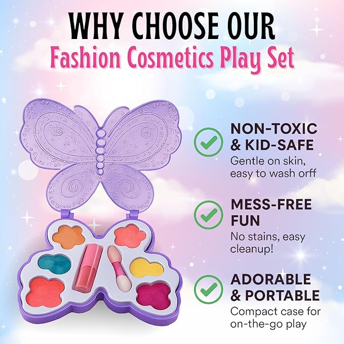Kids Makeup Kit for Girls – Real Washable Play Cosmetic Set Palette Case, Non-Toxic Pretend Makeup Toys, Perfect Party Favors & Gifts (Palette (12 Pack))