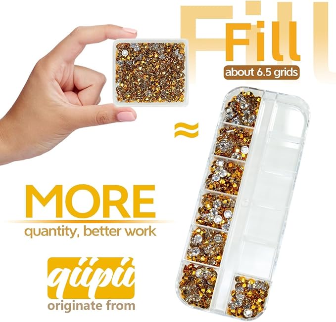 Bright Gold Resin Rhinestones w B7000 Jewelry Glue for Bedazzling Crafting 3mm 4mm 5mm 6mm Golden Flatback Jelly Stones Bulk Diamonds Gems Charms for Nails Face Eyes Makeup Tumblers DIY Crafts