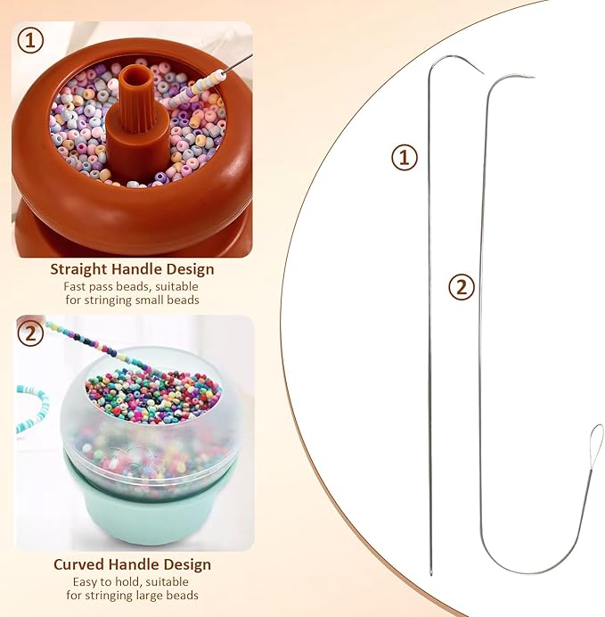 4 Pack Stainless Steel Beading Needles Set - Big Eye,Curved & Clip - Style,5.3-6.7 Inches,Ideal for Jewelry Making Like Bracelets & Necklaces