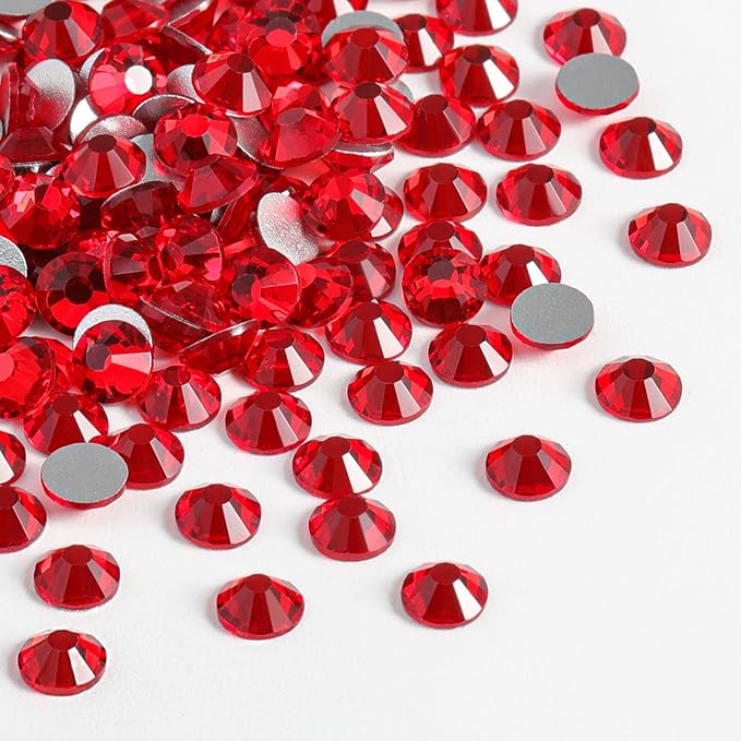 beadsland Flat Back Crystal Rhinestones Round Gems, Light Siam (1.9-2.0mm) SS6/1440pcs