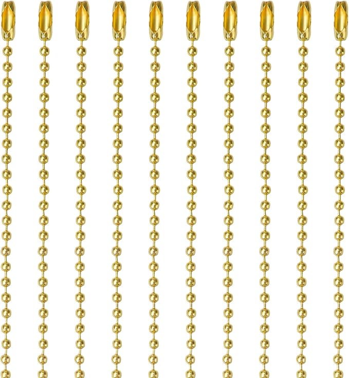 200 Pcs Ball Bead Chain Bulk Keychain 4.7 Inch Metal Dog Tag Small Chains with Connectors for Hanging Decoration