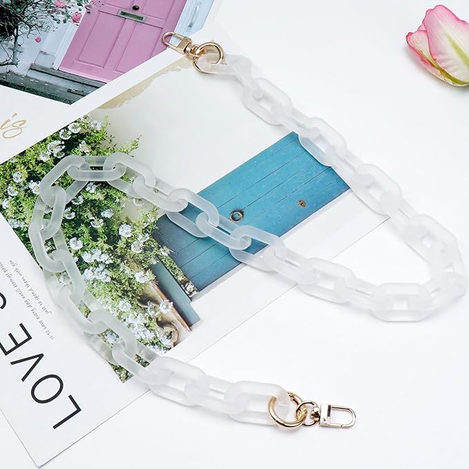 Purse Strap Bag Chain 34 Inch Resin Shoulder Strap Handbag Decoration Chain Bag Charms Accessories, Matter Clear