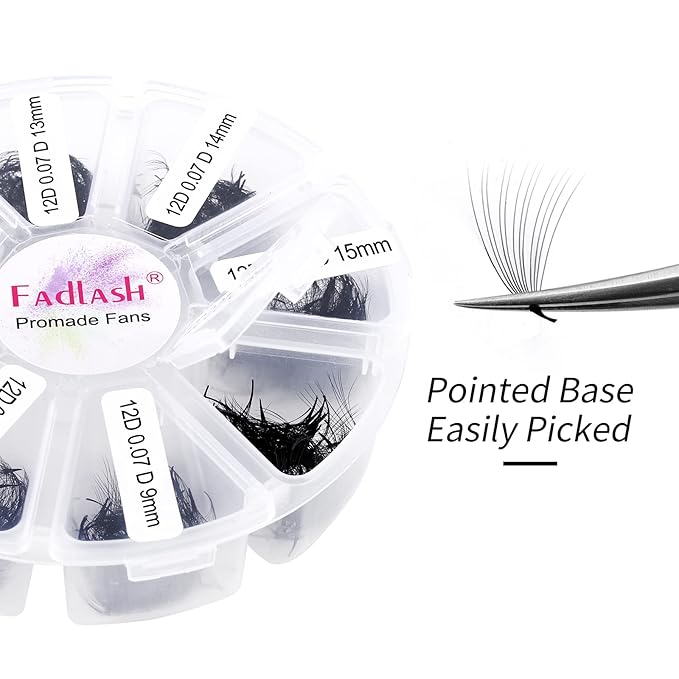Lash Extension 1000pcs Mixed Premade Fans Eyelash Extensions D Curl Promades Eyelash Volume Lash Extensions Loose Fans Pre Made Volume Lashes Pointed Base (12D-0.07D, 9-16mm)