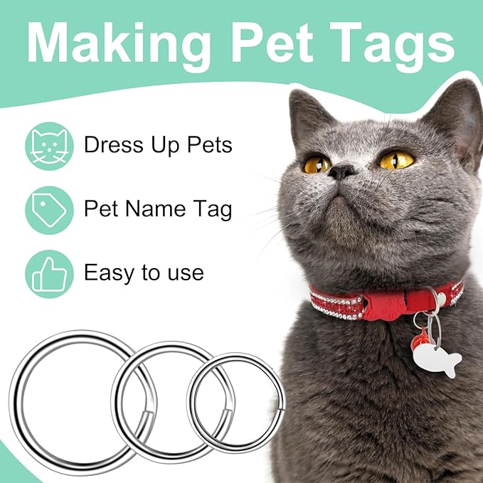 5/8" 300 PCS Silver Small Key Rings, Double Loops Split Rings Jewelry Making Metal Mini Key Ring for Keychian, Pet Collar Tag, Luggage Tag DIY Craft Hardware