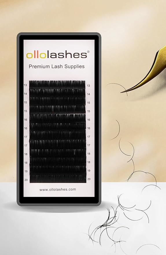 OLLOLASHES Eyelash Extension B C CC D J Curl Mix 5-20mm 0.03 0.05 0.07 0.15 Super Matte Classic Lash Extensions Professional Supplies for Lash Techs (D-0.03, 13-20mm)