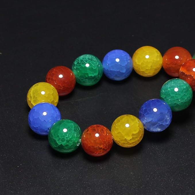 MJDCB Natural Stone Beads 8mm 43pcs Round Mixed Color Dragon Vein Agate Loose Gemstone Bead Charms for Jewelry Making Bracelet Necklace Earring Pendant