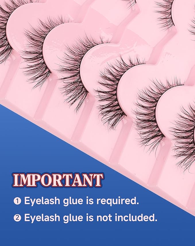 Natural Lashes Wispy Everyday Natural Look Flared Eyelashes Fairy False Cateye Lash Soft False Eyelashes Fluffy 7 Pairs D77