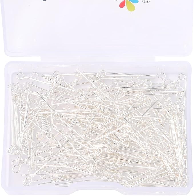 Silver Plated Open Eye Pins Non Tarnish 25mm 200pcs for Jewelry Making Findings