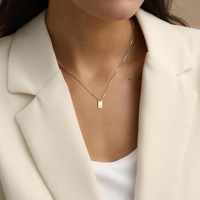 Initial Necklaces for Women 14K Gold Plated Letter Necklace Dainty Name Pendant Necklace Personalized Christmas Gifts for Women Trendy Gold Jewelry
