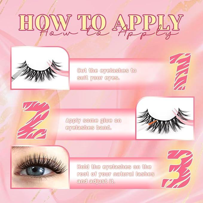 Ahrikiss Lashes Wispy False Eyelashes Natural Look 8 Pairs Faux Mink Lashes Kit with Lash Glue and Lash Tweezers Soft Lightweight Fake Lashes (Charm)