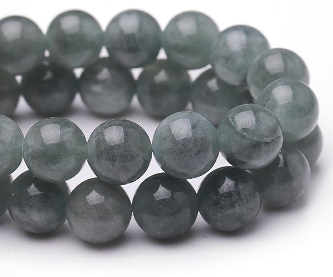 Natural Jade Beads for Jewelry Making,6mm Blue Jadeite Polished Smooth Round Gemstone Beads for Bracelet Necklace 15 Inch
