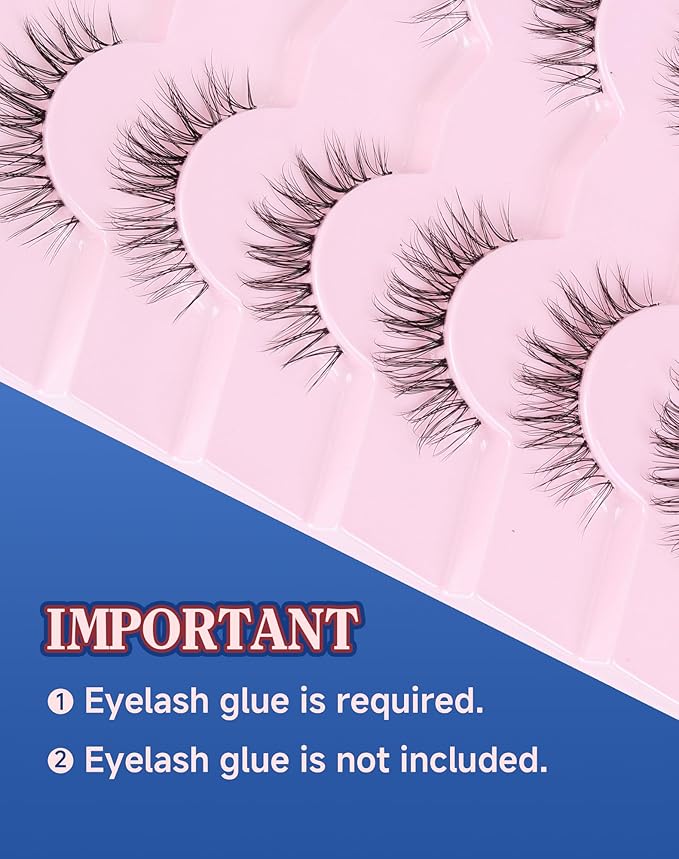 Lashes Wispy Short Eyelashes Natural Look False Eyelashes Strip Eye Lash Soft Lashes Fluffy Pack 7 Pairs Everyday Lash C12