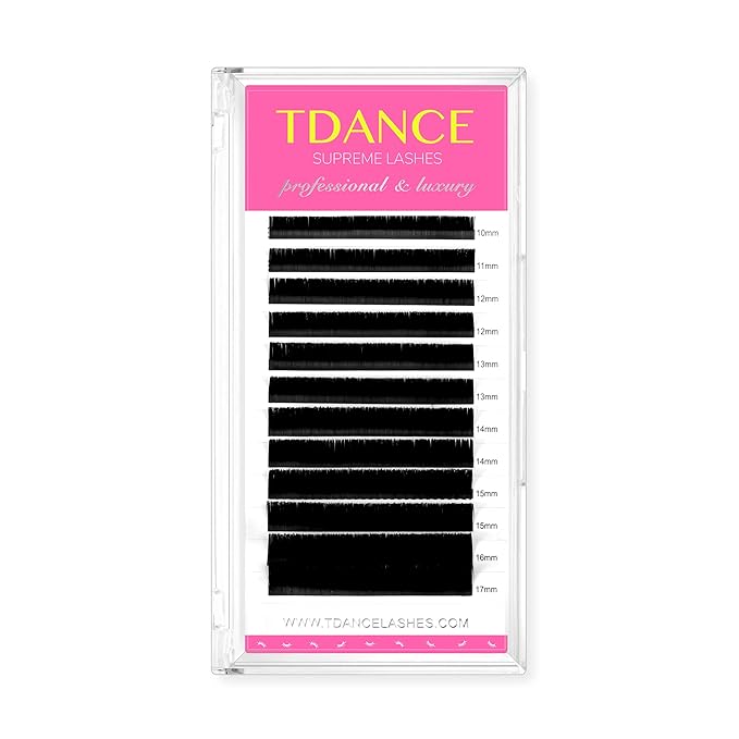 TDANCE Lash Extension Matte Black Eyelash Extension C CC D DD J B L Curl Volume & Classic Lash Extensions 0.03-0.18mm Thickness Professional Salon Use(0.07-D,10-17 mm)