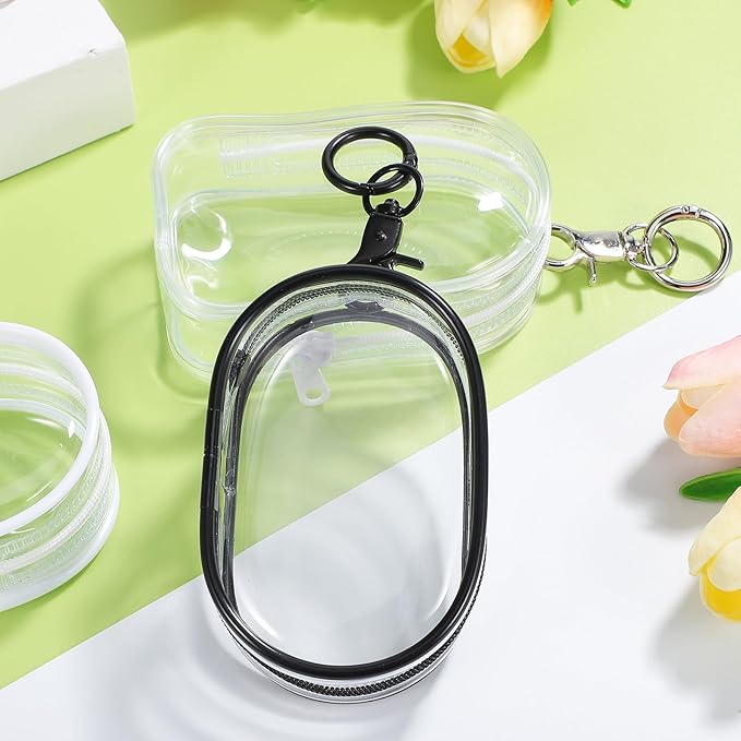 Vaguelly Clear Figure Display Bag with Zipper and Keychain 4 Pcs Mini Doll Storage Pouches Portable Small Transparent Carrying Case for Collectible Toys
