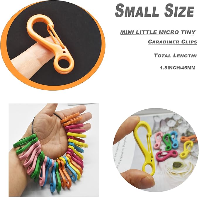 Mini Carabiner Clips with Metal Spring Wiregate Hook and Little Eye Hole for Keychain Backpack Clasps