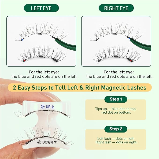 KEYYOU Reusable Magnetic Eyelashes 2 Pair with Applicator No Glue Needed 3D Natural Magnetic Lashes, Easy to Apply & Long Lasting for Daily Use & Events(A08+A08)