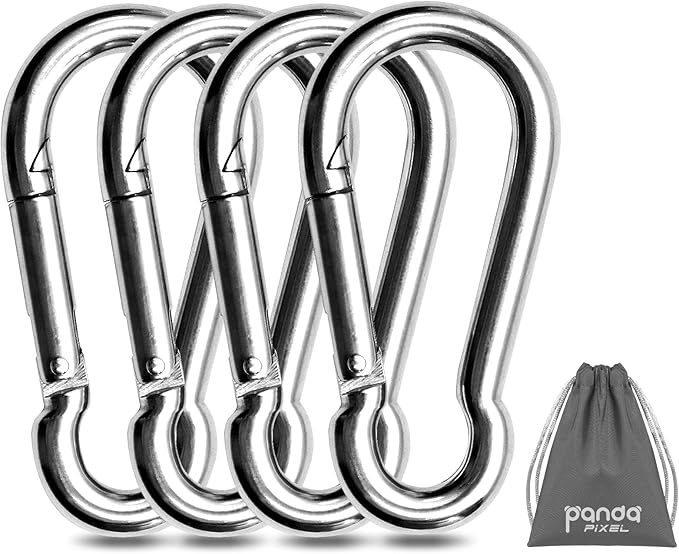 Pixel Panda 3.1&4 Inch Heavy Duty Carabiner Clips Load 1000lbs, 2&4&8Pack Large Snap Hooks for Gym, Outdoor, Swing, Hammock