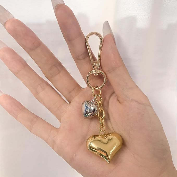 Heart KeyChain for Women Bagchain Gold Silver Fashion Keychains Accessories
