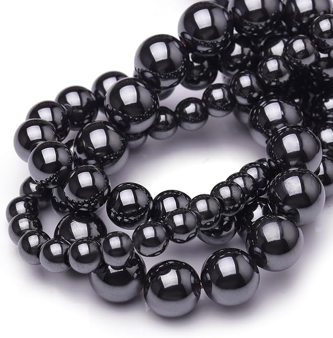 Natural Stone Beads for Jewelry Making,10mm Hematite Polished Smooth Round Gemstone Beads for Bracelet Necklace 15 Inch