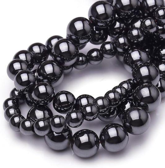 Natural Stone Beads for Jewelry Making,10mm Hematite Polished Smooth Round Gemstone Beads for Bracelet Necklace 15 Inch