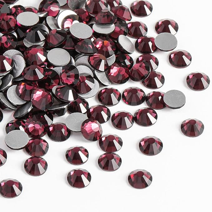 Beadsland Flat Back Crystal Rhinestones Round Gems for Nail Art and Craft Glue Fix, Amethyst, 10mm, SS50/144pcs
