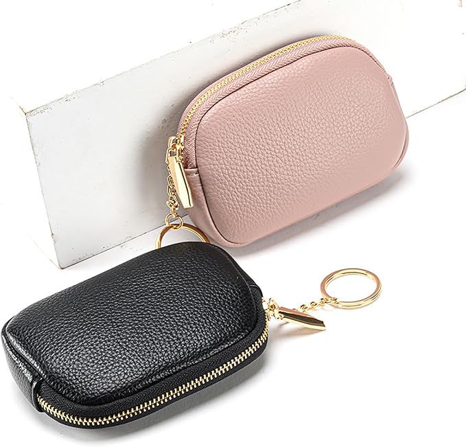 Leather Squeeze Coin Purse Pouch Change Purse Wallets Portable Size Coin Bag (Brown)