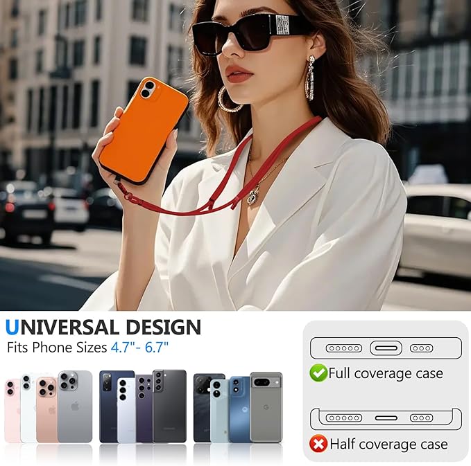 4 Pack Phone Lanyard & Wrist Strap, Cell Phone Lanyard for Around The Neck Adjustable Phone Strap for Most Smartphones