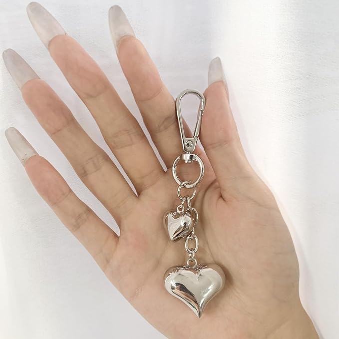 Heart KeyChain for Women Bagchain Gold Silver Fashion Keychains Accessories