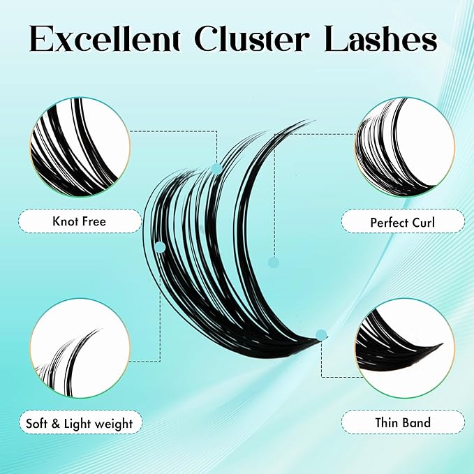 GEMERRY Fluffy Lash Extension Kit Thick Lash Clusters Kit Eyelash Clusters 280Pcs D Curl Eyelash Extension Kit With Lash Bond and Seal, Lash Tweezers, DIY Lash Extension(80P+100P-10-18mm)
