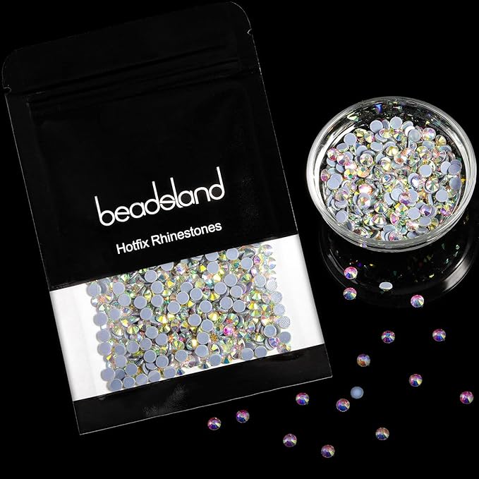 Beadsland Hotfix Rhinestones, 144pcs Flatback Crystal Rhinestones for Crafts Clothes DIY Decoration, Crystal AB, SS50, 10mm