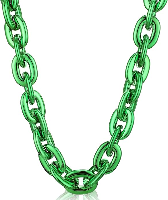 Remuuly Plastic Chain Necklace Chunky Big Fake Necklace Hip Hop Rapper Giant Turnover Chain Costume for Halloween