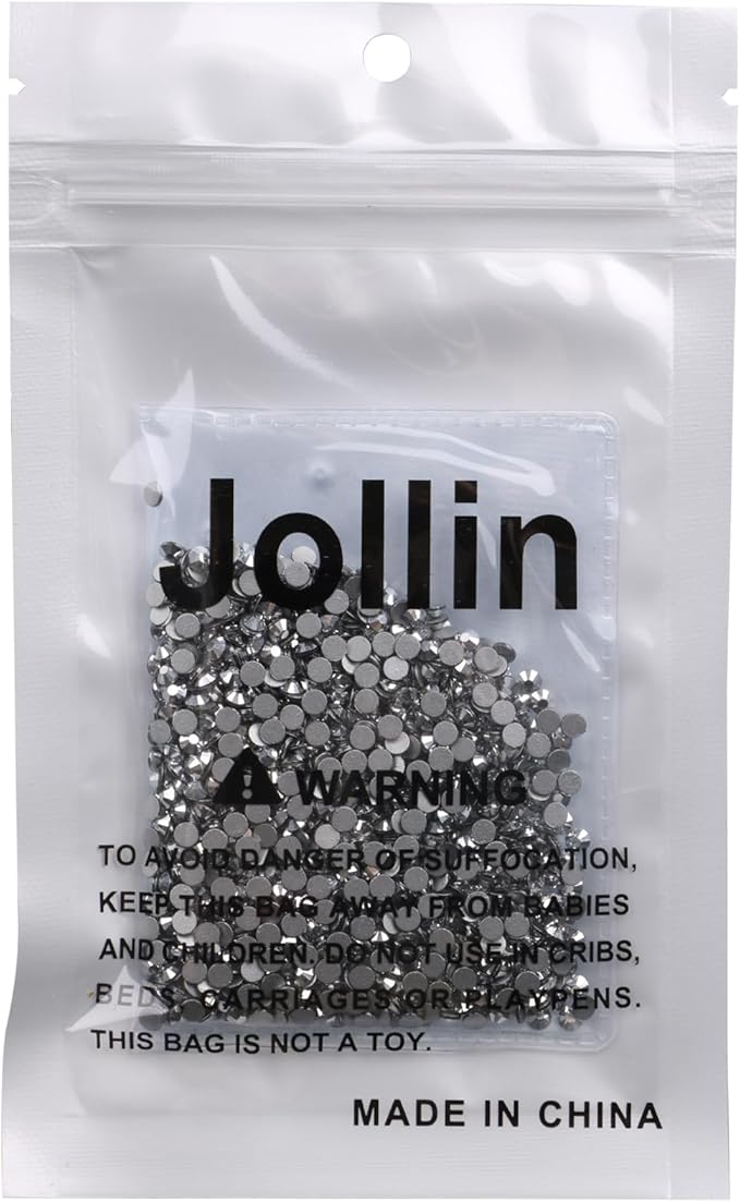 Jollin Glue Fix Flatback Rhinestones Glass Diamantes Gems for Nail Art Crafts Decorations Clothes Shoes(ss12 1440pcs,Silver)