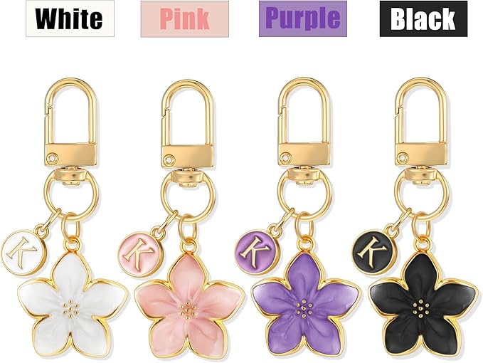 XGALBLA Cute Flower Initial Letter Keychain for Women, Flower Charms, Bag & Purse Charms for Handbags & Backpacks Accessories