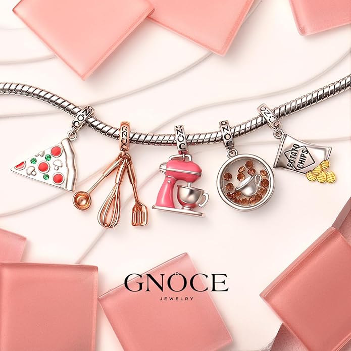 GNOCE Baker's Mixer Pendant Charms 925 Sterling Silver Dangle Charm for Bracelet Jewelry Gift For Women Wife Fit Snake Chain Bracelets